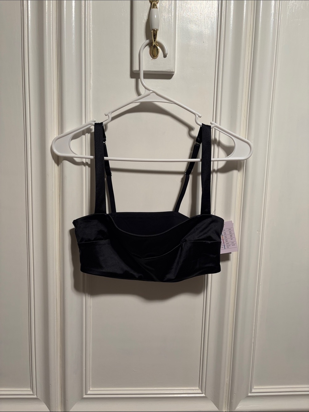 Auden Black Satin Bandeau Bralette with Straps